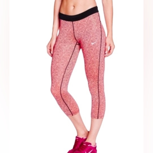 Nike Pants - Nike Dri-fit Relay Crop Running Patterend Leggings Nein Pink sz small